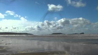 Kite surfing  Rhossili BeachLlangennith Sand [upl. by Nylinej799]