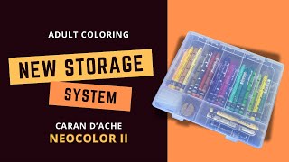 NEW STORAGE SYSTEM for the Caran D’Ache NEOCOLOR II  Adult coloring [upl. by Einalam]