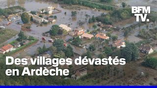 Les inondations qui ont frappé Limony en Ardèche vues du ciel depuis lhélicoptère BFMTV [upl. by Assirrac]