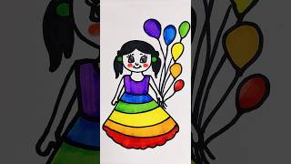 Rainbow 🌈 Girl 😻😱 Painting shorts girldrawing art kids ytshorts [upl. by Naik]