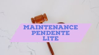 Maintenance Pendente Lite [upl. by Crawley]