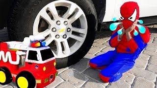 Freaky Joker Crushes Toy Truck Under Car with Spiderman Hulk amp Venom [upl. by Hsot]