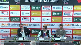 46ersTV Pressekonferenz JobStairs GIESSEN 46ers vs Bozic Estriche Knights Kirchheim [upl. by Ahsikyt]