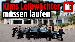 Wie im Film Kim lässt 12 Bodyguards neben seinem LuxusMercedes rennen [upl. by Tilda]