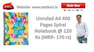 Statkart A4 Unruled Spiral 400 Pages Notebook at Just 120 Rs [upl. by Ettenuj825]