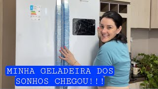 MINHA GELADEIRA CHEGOU ELA É ENORMEE 😱 GELADEIRA BRASTEMP BRO85AK 3 PORTAS COR BRANCA 🥰 [upl. by Iniffit546]