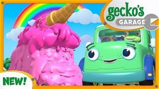 Rainbow Unicorn Ice Cream Truck  Brand New Geckos Garage Season 7  Truck Cartoons For Children [upl. by Becht]