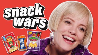 Lily Allen Tries British And American Snacks  Snack Wars  LADbible [upl. by Kado600]