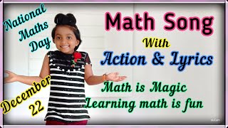 Maths day Song  Action Song For Children  EnglishWith Lyrics National Mathematics day programs [upl. by Esinal]