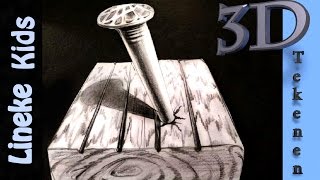 3D tekening SPIJKER in papier makkelijk voor beginners [upl. by Ahsian]