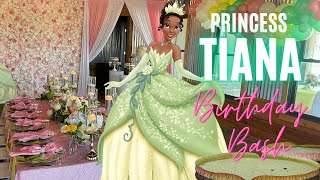 DISNEY PRINCESS PARTY PRINCESS TIANA PARTY IDEAS AND DECORATIONS FLOWER WALL BACKDROP [upl. by Witherspoon]