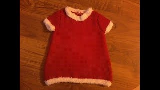 tuto tricot bebe  tricoter une robe de noel [upl. by Bear]