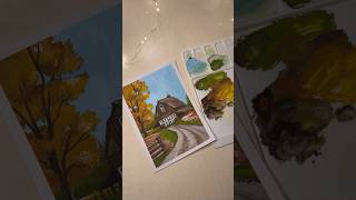 Fall postcards 🍁🍂late night painting🌠 autumn fall painting paintingstyles artist art [upl. by Enimasaj]