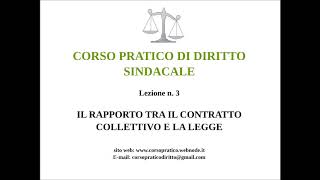 3 IL RAPPORTO TRA IL CONTRATTO COLLETTIVO E LA LEGGE [upl. by Crosley]