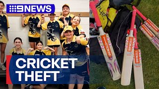 Suburban cricket club left shattered after thieves raid equipment  9 News Australia [upl. by Einnig]