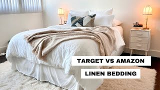 NEW BEDDING Target vs Amazon LINEN BEDDING [upl. by Haskins]