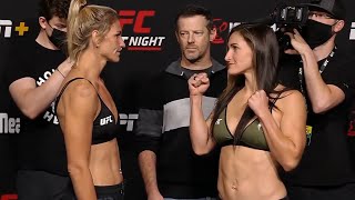 Stephanie Egger vs Shanna Young  Weighin FaceOff  UFC Fight Night Santos vs Walker [upl. by Relluf]