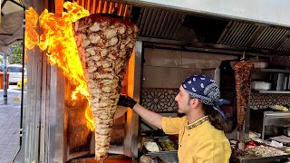 100 KG Chicken Shawarma Stands on a Single nail  Syrian Shawarma in ISTANBUL [upl. by Ahseal]