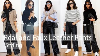 Real and Faux Leather Pants  Pros and Cons  Styling Nanushka Vegan and HampM Genuine Leather Pants [upl. by Gerhardine915]