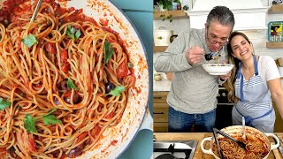 Spaghetti Puttanesca w A Special Taste Tester  Authentic Italian Pasta Recipe [upl. by Spoor268]