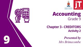 Gr 9  Accounting  Chapter 3  Creditors  Activity 2 [upl. by Lacie]