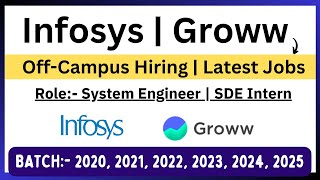 Infosys Hiring 2023 20222020  Groww Hiring 2024 2025 BATCH  Role System Engineer  SDE Intern [upl. by Herwick179]