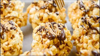 Easy Peanut Butter Popcorn Balls Recipe [upl. by Aizat940]