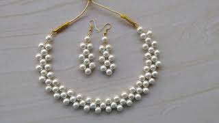 60  How to make Pearl Beaded Necklace  Diy jewellery making at home  DIY Pearl Necklace [upl. by Orv]