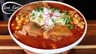 Pozole Rojo de Puerco  Pork Red Pozole [upl. by Junna]