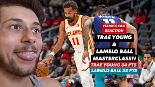 TRAE YOUNG VS LAMELO BALL MASTERCLASS  PASSIONATE HAWKS FAN REACTS TO HORNETS VS HAWKS [upl. by Eniarral61]