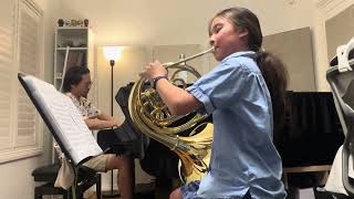 Hunter’s Moon  G Vinter French Horn rehearsal by Maya Tong Ho 10 years old [upl. by Vedi]