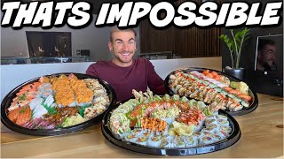 WORLDS BIGGEST SUSHI CHALLENGE  Impossible Food Challenge  Huge Sushi Platter  Man Vs Food [upl. by Aseeram]