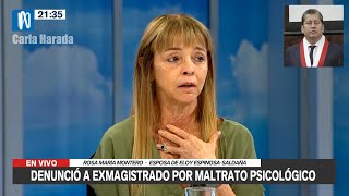 Esposa de Eloy EspinozaSaldaña lo denuncia por violencia psicológica y brinda su testimonio [upl. by Notsag]