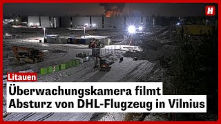 Überwachungskamera filmt Absturz von DHLFlugzeug in Vilnius [upl. by Joung]