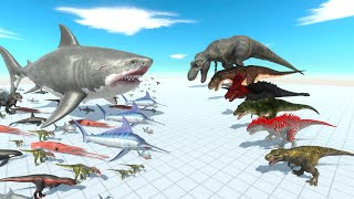 Tyrannosaurus Rex Evolving Into Dark TRex VS Megalodon and Aquatics  Dinosaurs Best Fight [upl. by Ahsiaa]