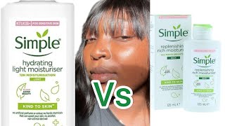 Difference between the Simple Hydrating light Moisturizer and Simple Replenishing Rich Moisturizer [upl. by Enrobso]