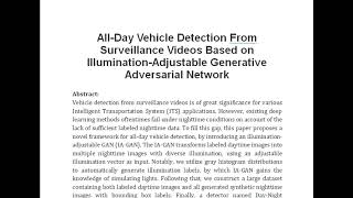 All Day Vehicle Detection From Surveillance Videos Based on Illumination Adjustable Generative Adver [upl. by Loralee274]