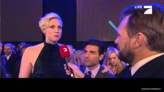 Interview Gwendoline Christie and Oscar Isaac at The Force Awakens European Premiere [upl. by Nauq286]