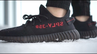 Yeezy V2 Black and Red REVIEW  ON FEET [upl. by Aerdnaek583]