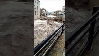 Una riada inunda el Casco histórico de Letur en Albacete tal y como recogía Sureste Televisión [upl. by Anahsek]