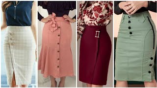 latest New Stylish super stunning slim cotton pencil skirt  Formal wear skirts design [upl. by Modern]