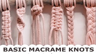 DIY  BASIC MACRAME KNOTS  MACRAME ZÁKLADNÍ UZLY  FOR BEGINNER  Macrame in hand [upl. by Aekan42]