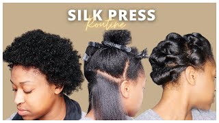 How To Straighten Short Natural Hair  4C Silk Press  Fixing Bad Trim  Styling Short Natural Hair [upl. by Brockwell]