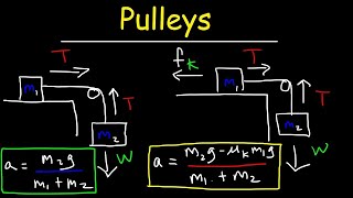 Pulley Physics Problem  Finding Acceleration and Tension Force [upl. by Solram]