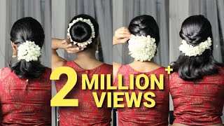 Easy traditional hairstyle with jasmine flower  Hairstyles for short hair  Preity Neereekshan [upl. by Danziger]