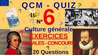 QCM  QUIZ CULTURE GENERALE  n°6  20 Questions issues Annales Concours fonction publique AUDIO [upl. by Alejandra625]