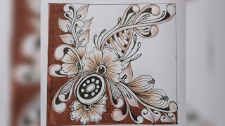 zen pattern art  zentangle pattern  zentangle tutorial  RelaxingzenMethods zentangleart tangle [upl. by Lenny]