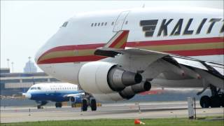 THIS IS WHY YOU SHOULD NEVER STAND BY A 747 Kalitta Air 747 Takeoff at Newark International Airport [upl. by Cinomod]