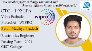 Congrats Vikas Pathade  Selected in WIPRO  192 LPA  Electronics Engineer PoY 2024 Betul MP [upl. by Gusba994]