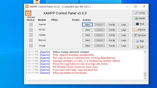 XAMPP Error Apache shutdown unexpectedly Fix [upl. by Shina543]